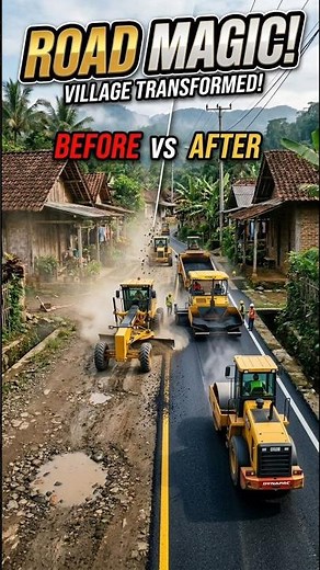 Most Satisfying Road Renovation Timelapse Ever! 😱 From Potholes to Perfect Asphalt #shorts
