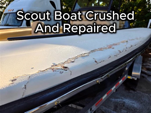 Before & After video of fiberglass damage on a Scout Boat by Total Boat Repair with a splash of AI for a fun transition. | Total Boat Repair