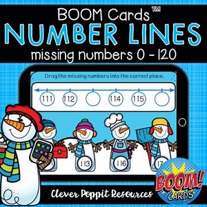 Winter Number Lines - Boom Cards - Numbers 0-120