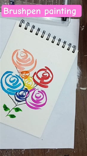 Brushpen painting tutorial for beginners|brushpen painting step by step|rose painting #brushpen #art