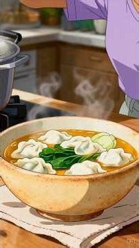 Homemade dumpling soup for a cozy evening🥟✨#dumplings #fyp #fypシ #fypシ゚viral #fypyoutube #ghibli