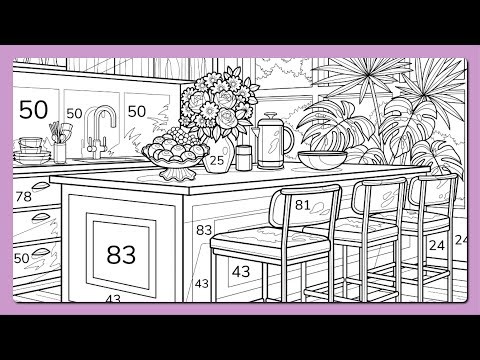 Zen Color By Number Sunny Kitchen, Fruit Bowl & Morning Calm #coloringbook #fullscreen