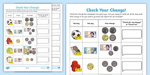 Check Your Change Australian Money Worksheets