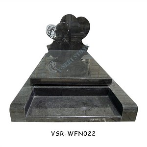 [Hot Item] Absolute Black Memorial Stones with Heart Design Elements