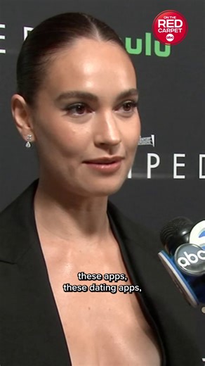 Lily James stars as the trailblazing woman behind Bumble and Tinder. Ready to swipe into her story? 📱📺 "Swiped" is streaming now on Hulu and #HuluOnDisneyPlus. #Swiped | On The Red Carpet