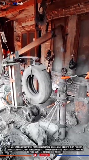 Traditional Forging Innovation: Mechanical Hammer, Simple Pulley and Crank Process #tech