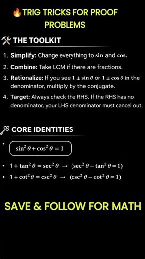 Trigonometry Tricks | Proof Problems | Class 10 Math Tips #maths #boardexam #trigonometry