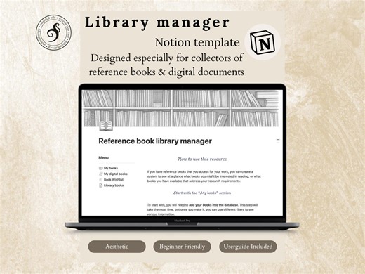 Book Tracker Notion Template: Reference Book Library Manager for Notion Dashboard - Etsy