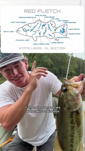 A design that brings in another dimension to a product: The “State Lakes”🤯‼️ With the AL lakes featured inside the outline of a bass this design is hitting the market at a new angle, check them all out in the TikTok shop now‼️🎣 #redfletch #statelakes #hats #shirts #fishing