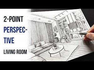 Two-Point Perspective with 2026 Trends: Living Room Drawing (Step by Step)