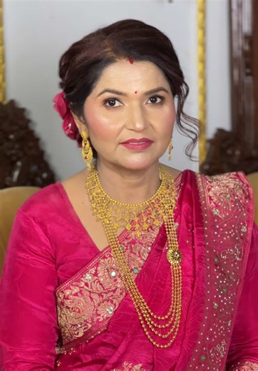 25th Anniversary looks# 😍HappyClient##makeup#hairstyle at Orange#9809854755🌸Dang_tulsipur#bridal#Nonbridal#🥰🥰