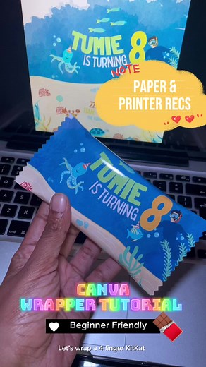 Easy Canva Tutorial: 4 Finger KitKat Chocolate Wrapper | Party Favors