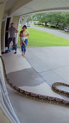😱 Baby senses danger — giant python crawls closer but parents rush to protect!