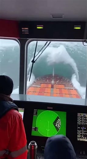 Monster Fifty Foot Rogue Wave Smashes Into Cargo Ship Bridge Interior