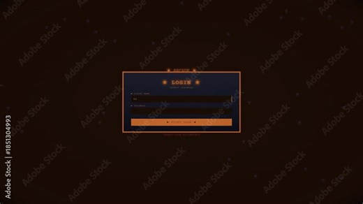 Login screen shows user input fields followed by a hacking animation that displays security breach warnings and alerts during the activity