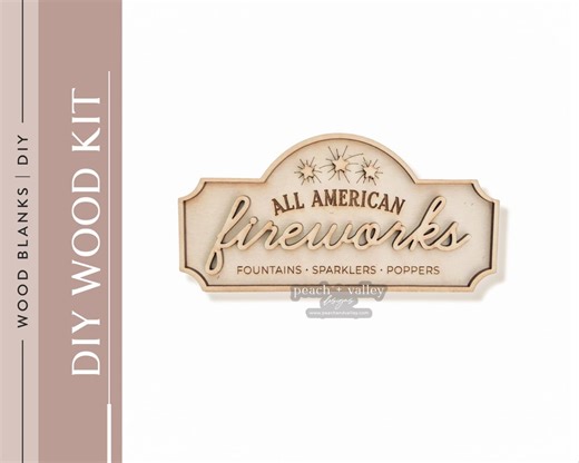 All American Fireworks DIY Wood Project, July 4th Decor, Wooden Laser Cut Design, Laser Cut Wood for Paint Party - Etsy