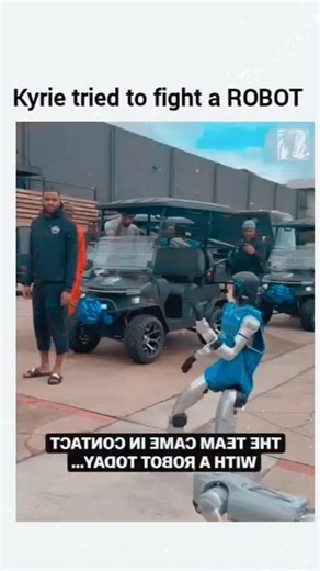 Global Sports Highlights on Instagram: "The post shares a viral clip from the Dallas Mavericks' account showing Kyrie Irving playfully shoving a robot mascot during a team holiday event, causing it to topple dramatically amid laughter from teammates. Captured on December 18, 2025, the moment ties into Irving's Christmas surprise of custom golf carts for players, blending team bonding with promotional fun that echoes his history of whimsical antics. With 624k views and 217 replies in under two ho