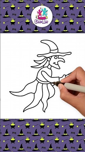 🧙‍♀️ Watch Me Draw a Spooky Halloween Witch! 🎃✏️ #shorts #kidssongs #drawing #trending #foryou