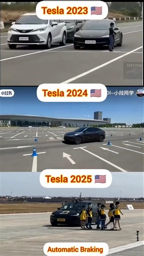 Testing Automatic Braking System ABS Anti-Slip Car Tesla 2025 🇺🇸🔥