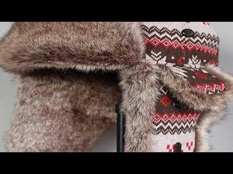Winter Bomber Hat Women Russian Faux Fur Trapper Hat Men Ushanka Snow Cap with Earflaps