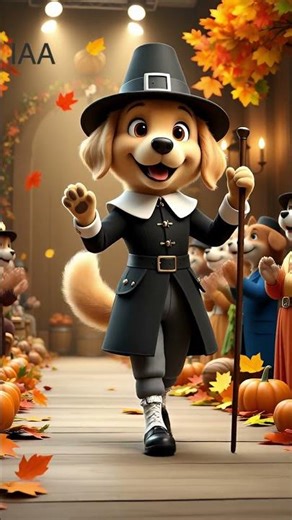 Who Knew Pilgrims Could Be This Cute? | Golden Retriever’s Thanksgiving Walk of Fame #pilgrim#viral
