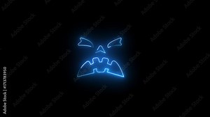 4K UHD Neon Blue Color Animated Halloween Icon .