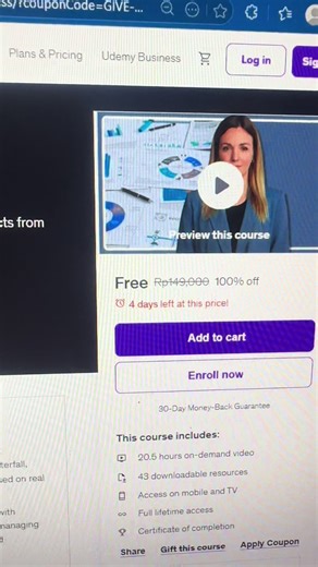 info free course project management masterclass buat kamu yang mungkin butuh untuk keperluan belajar, ada sertifnya juga #projectmanagement #projectmanager