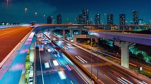 Time lapse of modern highway night view.