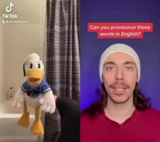 Donald Duck intenta pronunciar algunas palabras