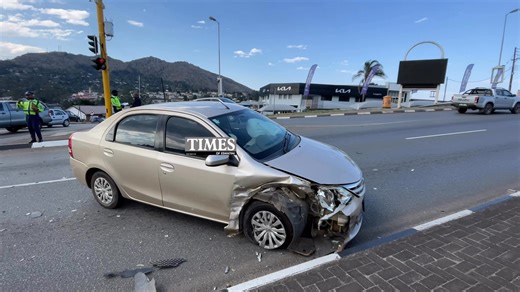 ACCIDENT ALERT: The lunchtime rush was brought to a crawl near Mbabane Government Hospital. A Toyota Etios and a Nissan March collided at the traffic lights by Kia Motors, causing a bit of a backlog as the vehicles are being cleared. Both drivers are safe, with the March driver sustaining only a minor wrist injury. If you're headed that way, ease up and approach with caution. | Times of Eswatini