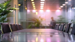 Fuzzy business meeting in a contemporary office conference room. Concept Contemporary Office, Fuzzy Business Meeting, Professional Attire, Conference Room Decor, Collaborative Workspace