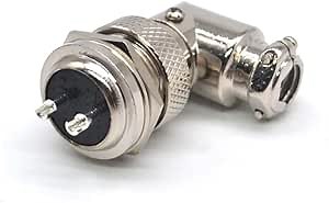 GX16 Aviation Connector 2 Pin, GX16 Right Angle Circular Adapter Male Female Plug Socket GX16 Bent Metal Female Male Panel Mount Connector for Power Connection