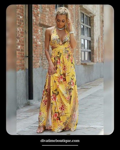 Halter Neck Split Dress