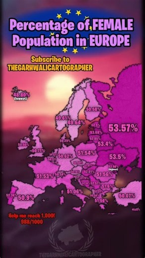 Female population of Europe #europe #countries #mapping #geography