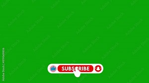 Greenscreen like subscribe bell button animation. Motion graphics animation with chroma green screen clip. Subscribe button to use in video.