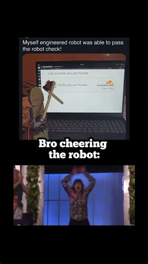 Bro cheering the robot be like #youtubeshorts #memes #laugher #reaction
