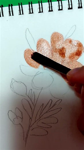 Painting a Brown Flower with Glowing Paint #art #flower