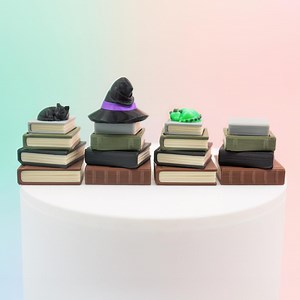 Stack of Books Fidget Clicker | 3D Printed Clicky Book Keychain | Sleepy Dragon, Black Cat or Mage Hat Options | Cute Gift for Book Lovers - Etsy