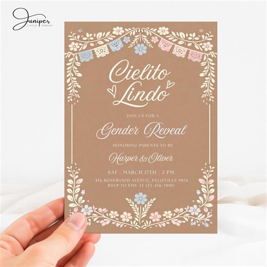Cielito Lindo Gender Reveal Invite, Gender Reveal Party Template, Mexican He or She Invitation, Papel Picado What Will Baby Be Invitation - Etsy