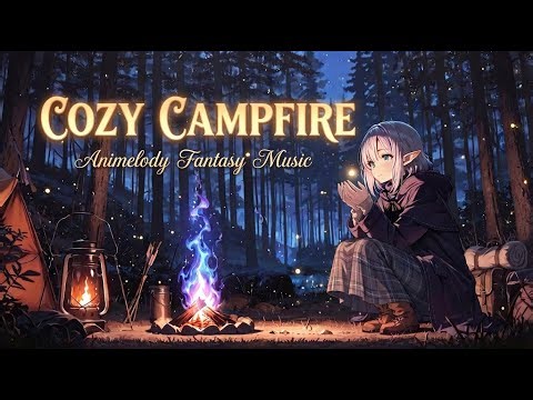 Enchanted Night Campfire - Elf Magical Forest | Relaxing Sleep & Study