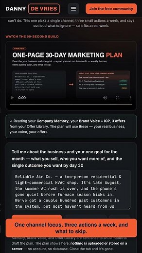 A 30-day marketing plan you can actually run (free AI tool for small business)