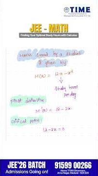 JEE Maths | Find Your Optimal Study Hours Using Calculus