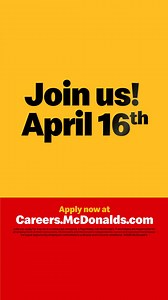 Now Hiring–Join us April 16th! | McDonald's