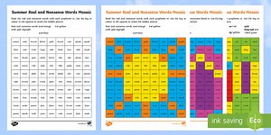 Summer Phase 5 Phonics Mosaic Worksheets