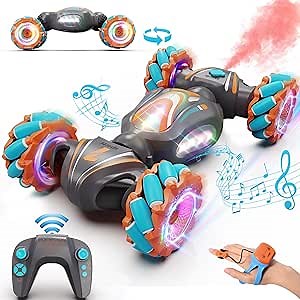 Nicella Remote Control Car, Pink RC Cars for Girls, Gesture Stunt with Light & Music, 4WD, 360° Rotating, 2.4Ghz Remote Control Car Toys, Birthday Gift for Kids Age 6+ (Grey)