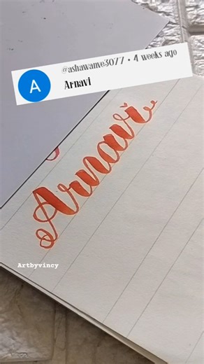 Calligraphy/ brush pen calligraphy/ name request/ alphabet lettering/ daily @artbyvincy