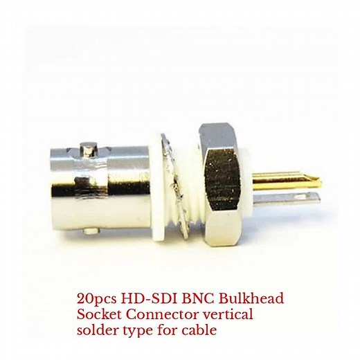 20pcs HD-SDI BNC Bulkhead Socket Connector vertical solder type for cable