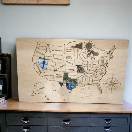 Laser Cut USA Travel Map File: Engraved States, Compass (digital Download) - Etsy