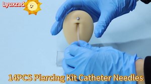 Piercing Kit - 14PCS Includeds 5PCS Mixed 14G 16G 18G 20G 22G Catheter Piercing 2PCS Piercing Clamps 5Pcs Clean Tools 2 Gloves Belly Ear Nose Piercing Kit Piercing Supplies