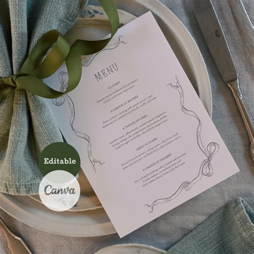 3 Menu Template Bundle, Hand Drawn Vintage/antique Inspired Illustration, Wedding Menu, Restaurant & Wine Bar Food Menu - Etsy